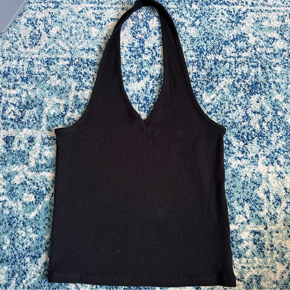 2/$20 | American Eagle | Black Ribbed Halter Top